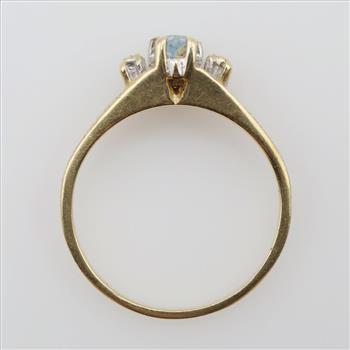10kt Gold Blue Stone Diamond Accent Ring