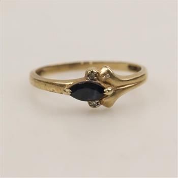 10kt Gold Blue Stone Diamond Ring