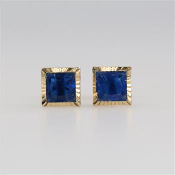 10kt Gold Blue Stone Earrings