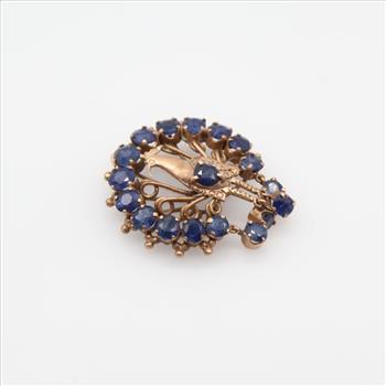 10kt Gold Blue Stone Peacock Piece