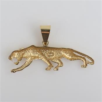 10kt Gold Blue Stone Semi-hollow Panther Pendant