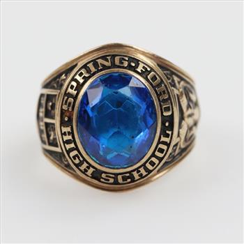 10kt Gold Blue Stone Signet Ring