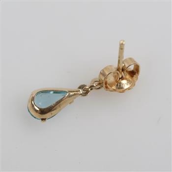 10kt Gold Blue Stone Single Earring