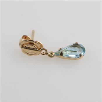 10kt Gold Blue Stone Single Earring