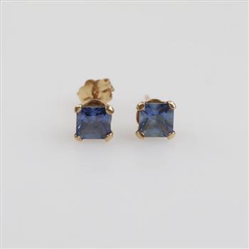 10kt Gold Blue Stone Stud Earrings