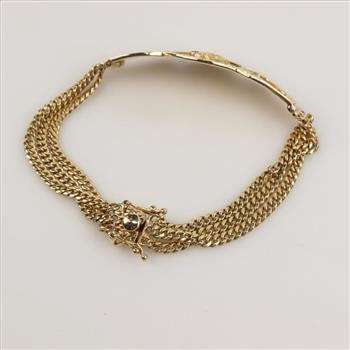 10kt Gold Bracelet Ruby Accent-Evaluated By Our Certified Gemologist-AGS/GIA