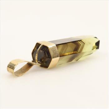10kt Gold Brown Smoky Quartz Crystal Pendant