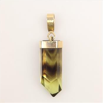 10kt Gold Brown Smoky Quartz Crystal Pendant