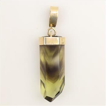 10kt Gold Brown Smoky Quartz Crystal Pendant