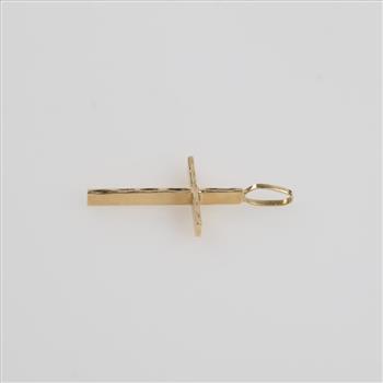 10kt Gold Carved Cross Pendant