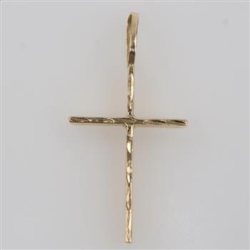 10kt Gold Carved Cross Pendant