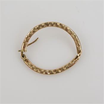 10kt Gold Carved Hollow Hoop Earring