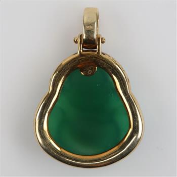 10kt Gold Carved Nephrite Jade Buddha Pendant
