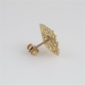 10kt Gold Carved Square Stud Earring