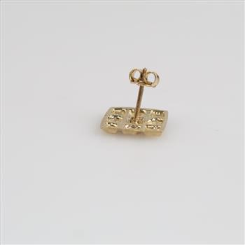 10kt Gold Carved Square Stud Earring
