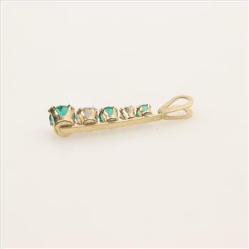 10kt Gold Clear And Green Spinel Pendant