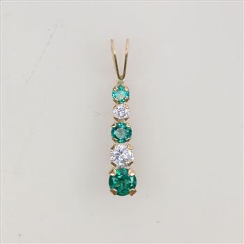 10kt Gold Clear And Green Spinel Pendant