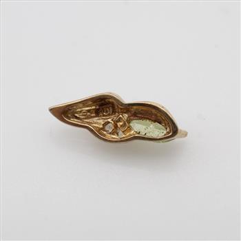10kt Gold Clear And Green Stone Pendant
