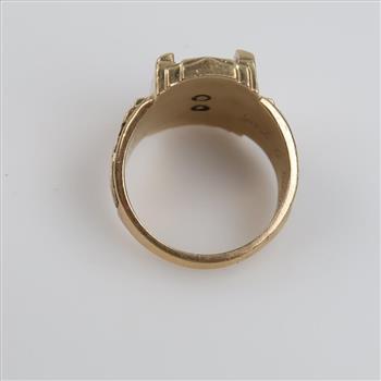 10kt Gold Clear And Yellow Stone Class Ring