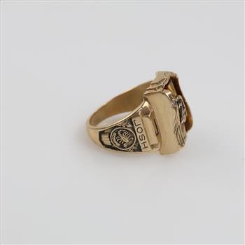 10kt Gold Clear And Yellow Stone Class Ring