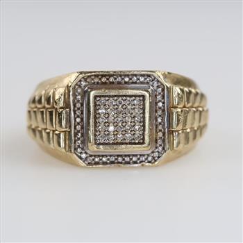10kt Gold Clear Stone Accent Ring