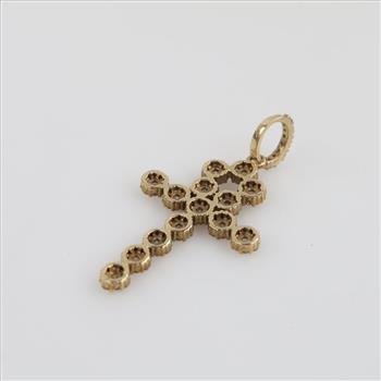 10kt Gold Clear Stone Ankh Pendant