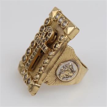 10kt Gold Clear Stone Ankh Ring