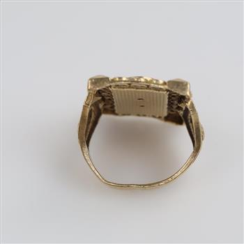 10kt Gold Clear Stone Ankh Ring