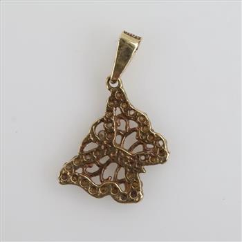 10kt Gold Clear Stone Butterfly Pendant