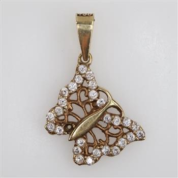 10kt Gold Clear Stone Butterfly Pendant