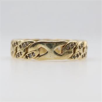 10kt Gold Clear Stone Chain Style Band