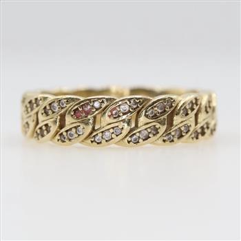 10kt Gold Clear Stone Chain Style Band