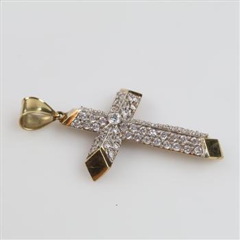 10kt Gold Clear Stone Cross Pendant