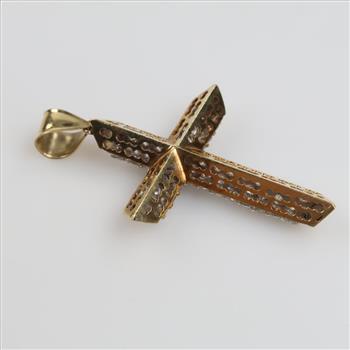 10kt Gold Clear Stone Cross Pendant