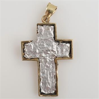 10kt Gold Clear Stone Cross Pendant