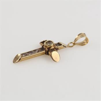 10kt Gold Clear Stone Cross Pendant
