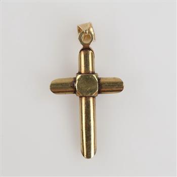 10kt Gold Clear Stone Cross Pendant