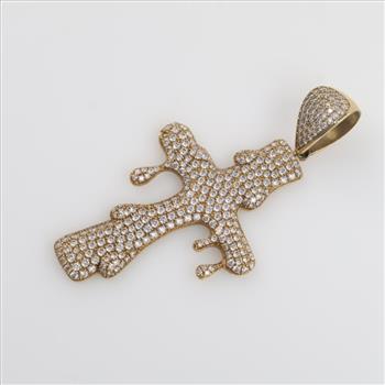 10kt Gold Clear Stone Cross Pendant