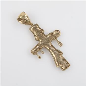 10kt Gold Clear Stone Cross Pendant