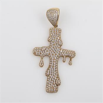 10kt Gold Clear Stone Cross Pendant