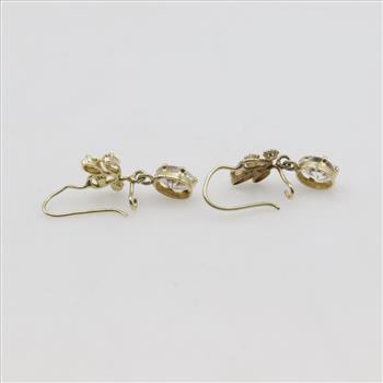 10kt Gold Clear Stone Dangle Earrings
