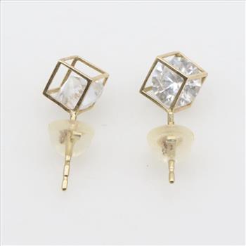 10kt Gold Clear Stone Earrings