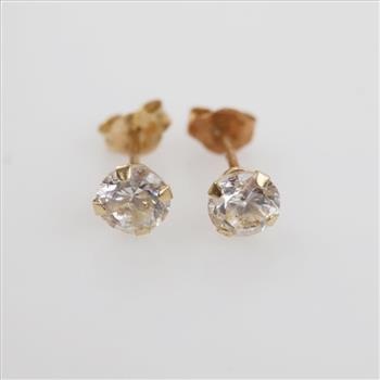 10kt Gold Clear Stone Earrings