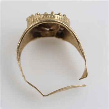 10kt Gold Clear Stone Equestrian Ring