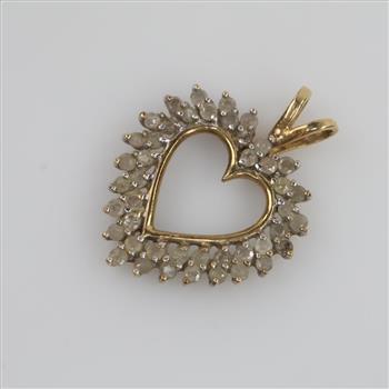 10kt Gold Clear Stone Heart Pendant