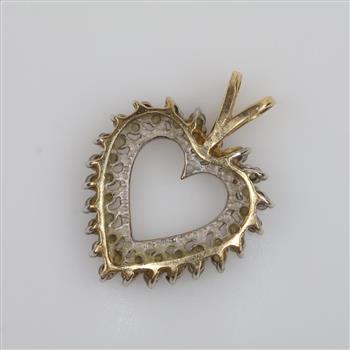 10kt Gold Clear Stone Heart Pendant