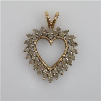 10kt Gold Clear Stone Heart Pendant