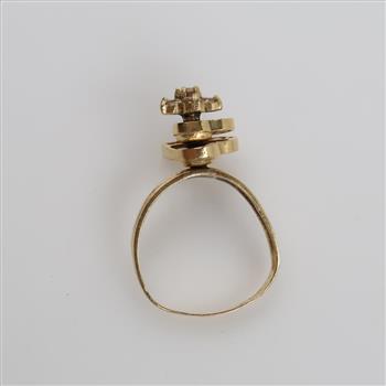 10kt Gold Clear Stone Heart Spinner Ring