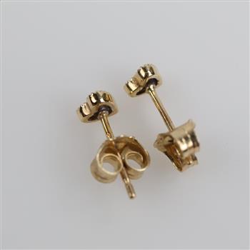 10kt Gold Clear Stone Heart Stud Earrings