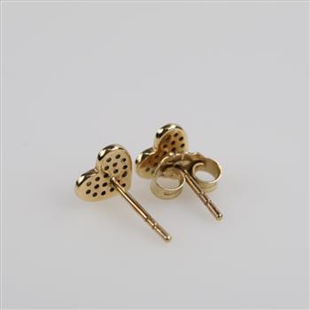 10kt Gold Clear Stone Heart Stud Earrings